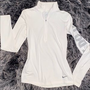 White Nike pro quarter zip
